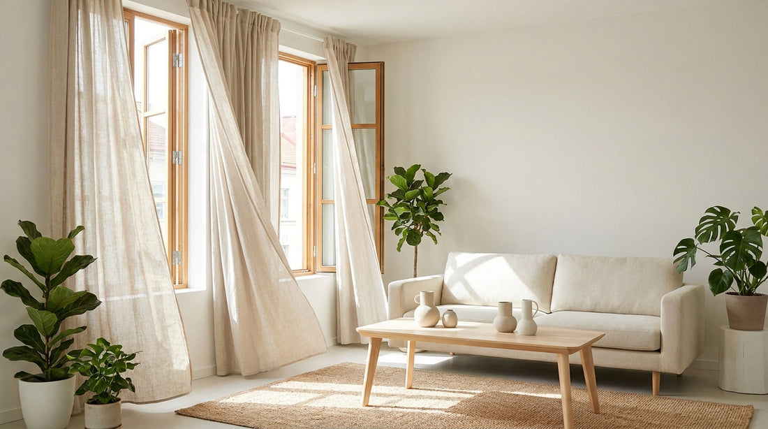 Helle durchlueftete Wohnung mit offenen Fenstern